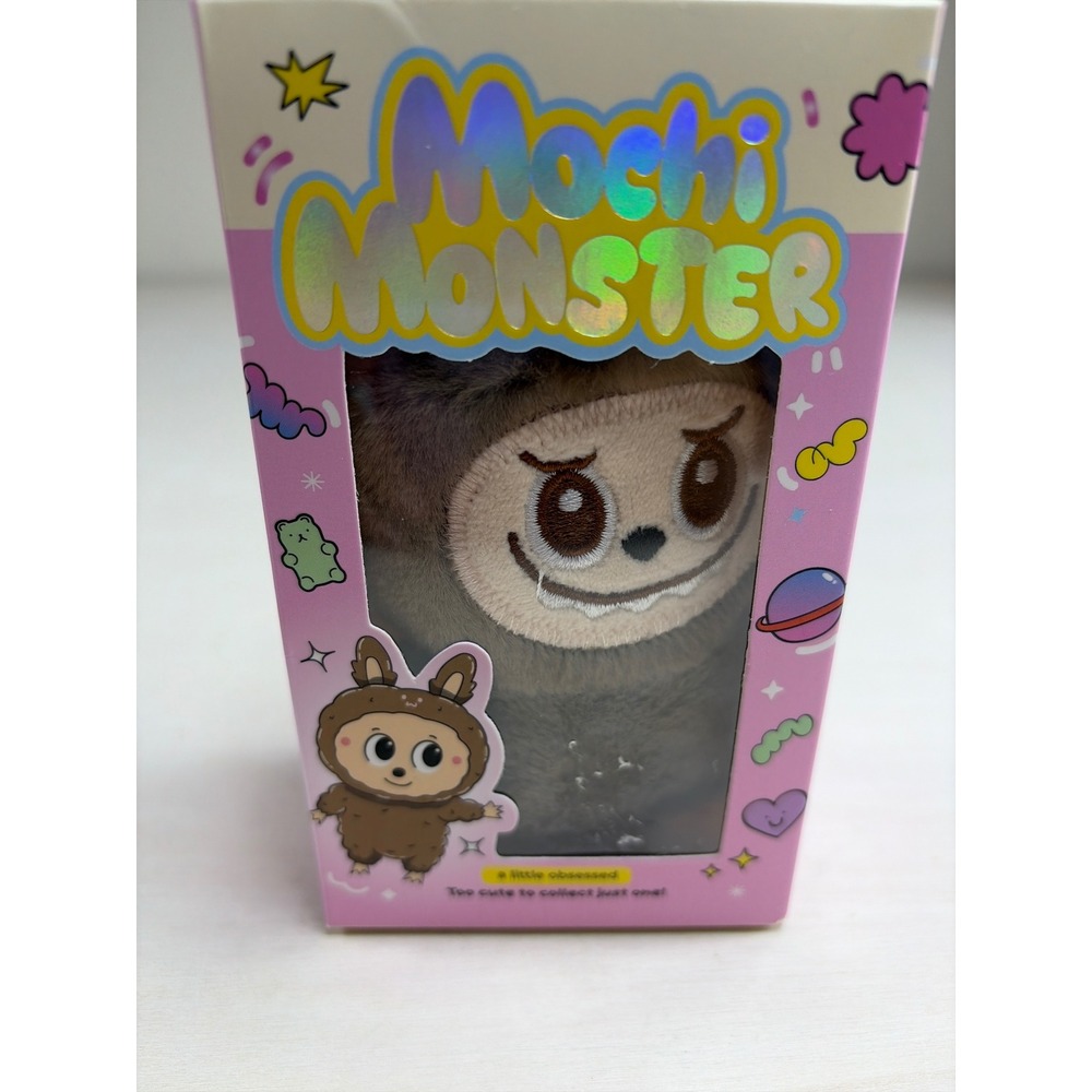 A Little Obsessed Mochi Monster Plush Charm Tan Squishy Keychain